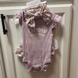 Rene Rofe Lavender Baby Onesie with Floral Bow